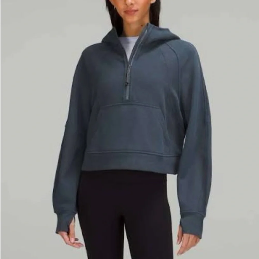 Lululemon Oversized Half Zip Scuba Hoodie Iron Blue - Picture 1 of 5